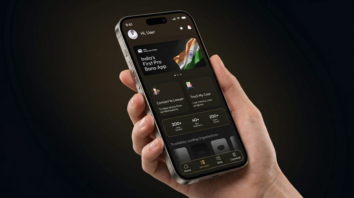 Lawyer using digital marketing tools on a smartphone